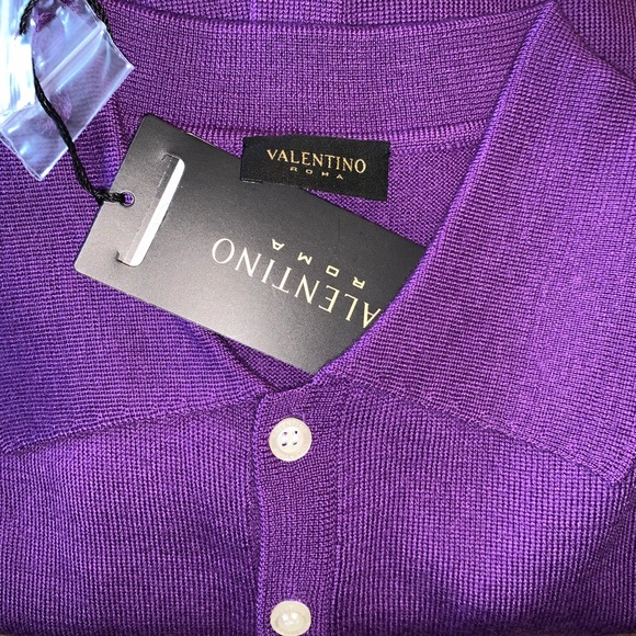 Valentino Other - VALENTINO MERINO WOOL 3 BUTTON SWEATER PURPLE XL